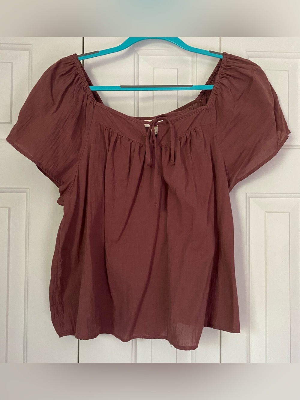 Size Large a.n.a. Mauve Short-Sleeve Blouse